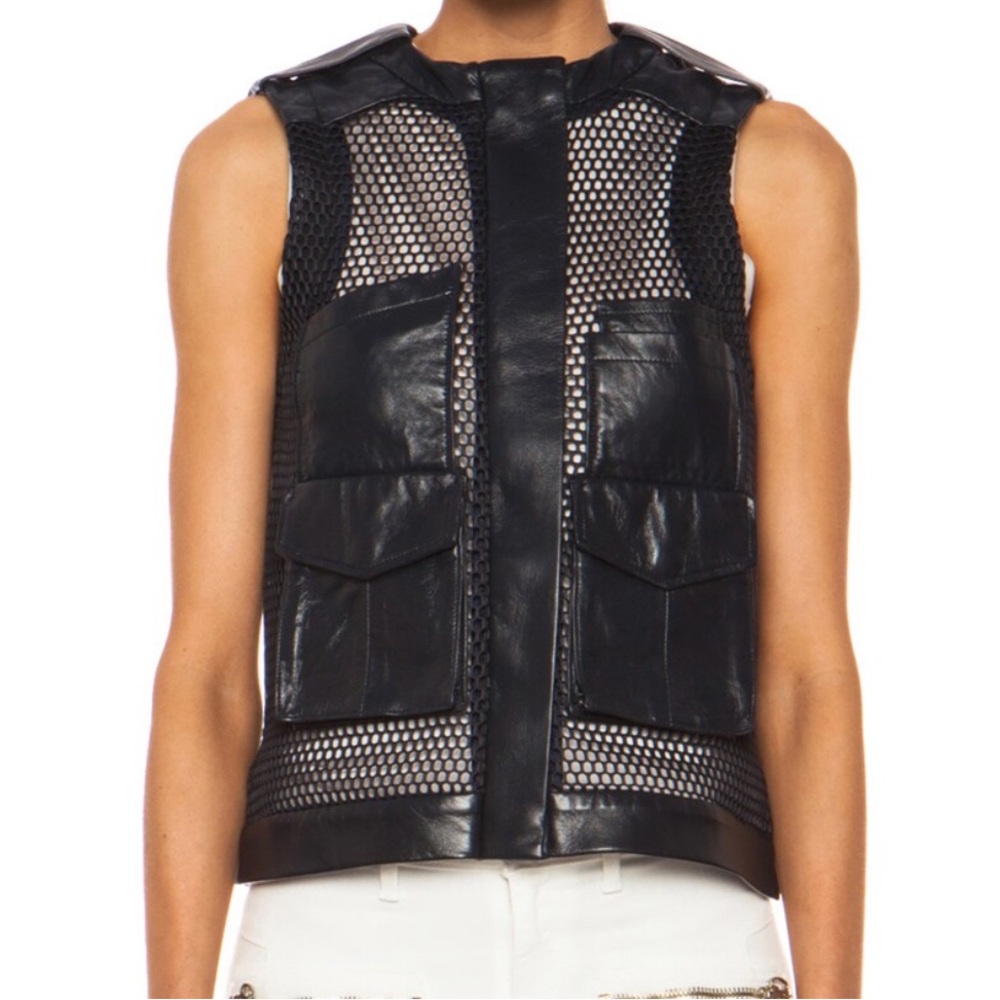 Laveer Utility Mesh Vest Vegan Leather Size S